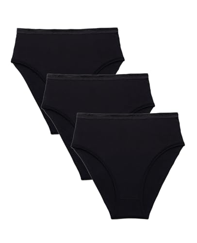 Subset Women's Organic Cotton High-Rise Brief, Knickey Underwear, 3-Pack - color: Carbon, size: Small