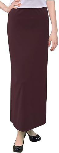 BABY O Women's Basic Modest 37" Below The Knee Ankle Length Maxi Straight Skirt - color: Eggplant, size: 8