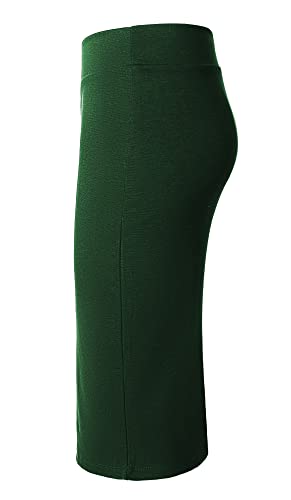Urban CoCo Women's Elastic Waist Stretch Bodycon Midi Pencil Skirt - color: Backish Green, size: Large
