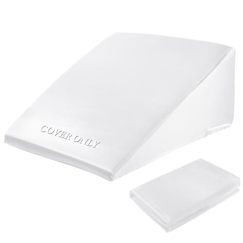 HOMBYS Satin Bed Wedge Pillow Cover Silky & Smooth Wedge Pillowcase 1 Pack 24x24x8, Soft & Breathable, Removable & Machine Washable-Zipper Design (Pillow Not Include), (White, 24"x24"x8") - color: White, size: 25"x25"x8"