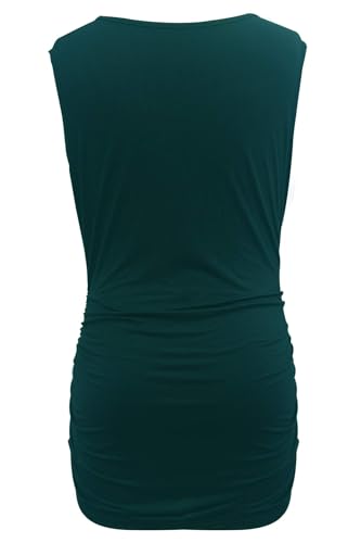 Smallshow Women's Maternity Tank Tops Sleeveless Ruched Pregnancy Clothes 3-Pack - color: Black/Light Grey/Deep Green, size: Medium