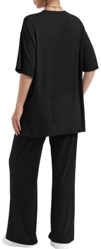 RUBZOOF Womens Lounge Sets 2 Piece Outfits Matching Clothing - color: Black, size: Medium