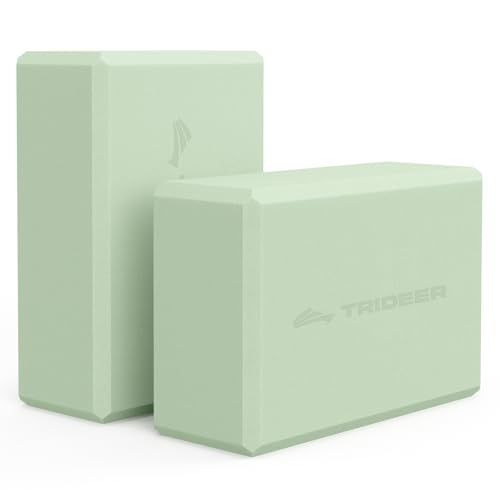 Yoga Blocks 2 Pack with Supportive Non-Slip Foam for Yoga Pilate Stretching - color: Mint Green