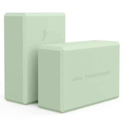 Yoga Blocks 2 Pack with Supportive Non-Slip Foam for Yoga Pilate Stretching - color: Mint Green