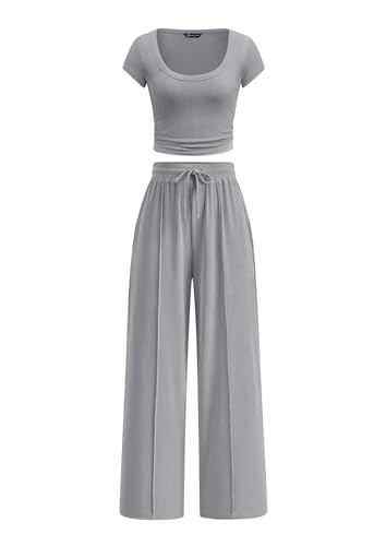 PRETTYGARDEN Women's Summer 2 Piece Matching Lounge Sets - color: Grey, size: X-Large
