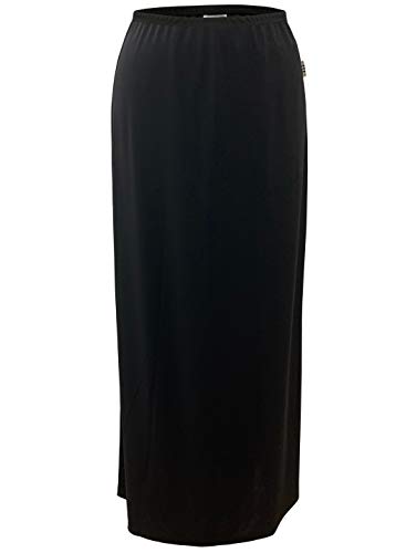 BABY O Women's Basic Modest 37" Below The Knee Ankle Length Maxi Straight Skirt - color: Black, size: 6