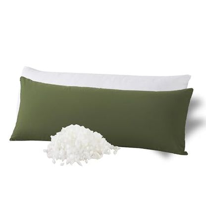 WhatsBedding Memory Foam Body Pillow with Cover, Long Bed Pillow for Adults - color: Forest Green