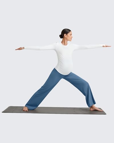 G4Free BareFeel Maternity Yoga Pants Pregnancy Slacks Over the Belly - color: Blue Gray, size: X-Large