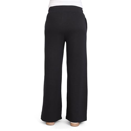 Motherhood Maternity Women's Under The Belly Wide Leg Pregnancy Lounge Sweatpants with Drawstring - color: Black, size: Medium