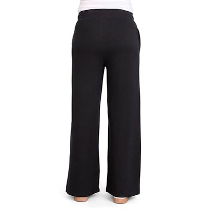 Motherhood Maternity Women's Under The Belly Wide Leg Pregnancy Lounge Sweatpants with Drawstring - color: Black, size: Medium