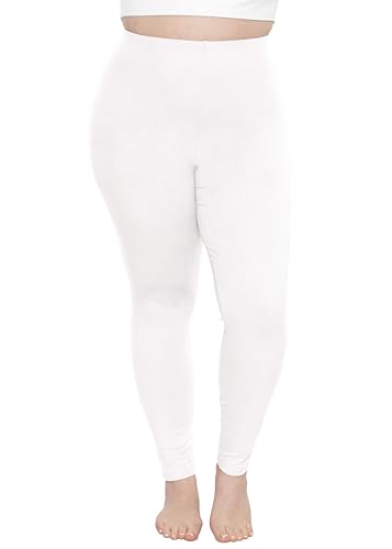STRETCH IS COMFORT Women's and Plus Size High Rise Knee and Ankle Leggings - color: White, size: 4X