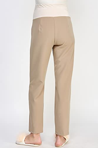 LaClef Women's Over The Belly Relaxed Fit Maternity Pants - color: Khaki, size: Small
