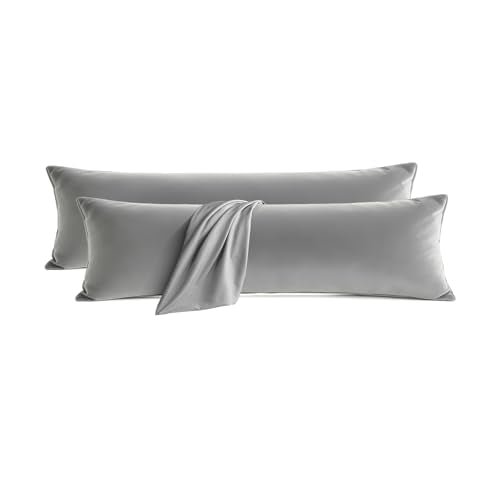 Set of 2 Brushed Microfiber Pillowcases 20x54 in Light Gray - color: Light Gray, size: Body