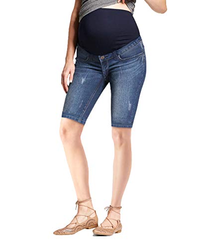 Hybrid & Company Women's Maternity Denim Shorts - color: Bermuda-bm5471grsk-medium Was, size: Medium