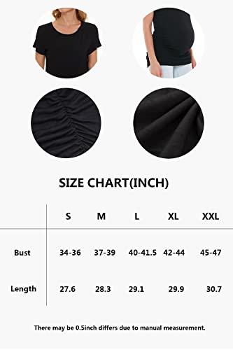 Smallshow Women's Side Ruched Tunic Maternity Shirts 3 Packs - color: Deep Green-deep Grey-wine(3 Pack), size: Small