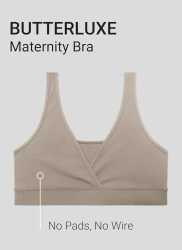 CRZ YOGA Maternity V Neck Nursing Bras - color: Warm Ash Grey, size: Small
