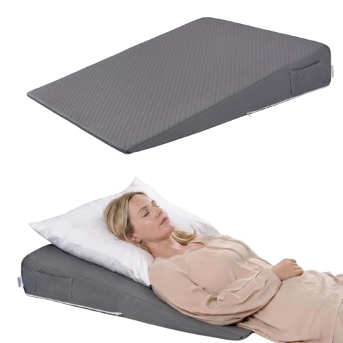 FSA Eligible 31" Extra-Long Wedge Pillow for Sleeping, Reflux, Snoring,Gray - color: Gray