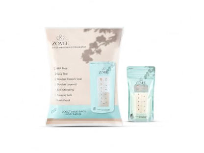 Zomee 8oz Breast Milk Storage Bags 200ct, Leakproof, BPA-Free, Freezer Safe - size: Pack of 200