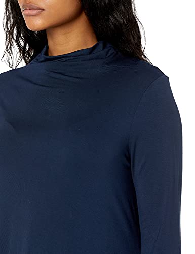 Amazon Essentials Women's Jersey Long-Sleeve Mock Neck Swing Tunic Top, Relaxed Fit Pullover - color: Navy, size: XX-Large