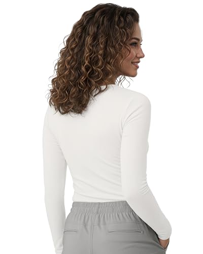 Soft Stretch Cotton Blend Women's Underscrub Shirt Slim Fit Comfort Tee - color: White, size: Small