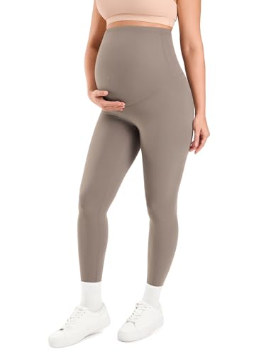 MOMANDA No Front Seam Maternity Leggings 28“ - color: Khaki Taupe, size: Small