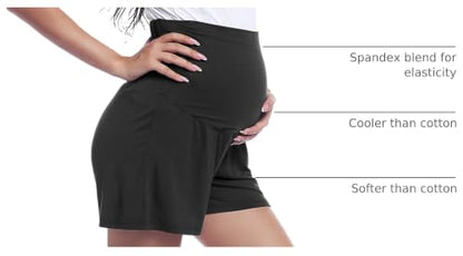 Joyaria Bamboo Viscose Cooling Maternity Pajama Shorts,Maternity Clothes - color: Black, size: Medium