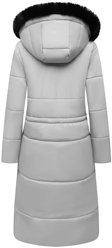 MOERDENG Women's Long Winter Puffer Coat Waterproof Warm Maxi Down Jacket - color: Light Grey, size: Small