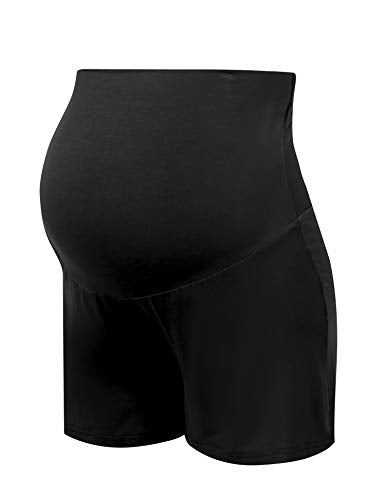 Joyaria Bamboo Viscose Cooling Maternity Pajama Shorts,Maternity Clothes - color: Black, size: Large