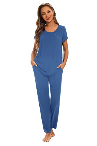 Smallshow Women's Maternity Nursing Pajamas - color: Grey Blue, size: XX-Large
