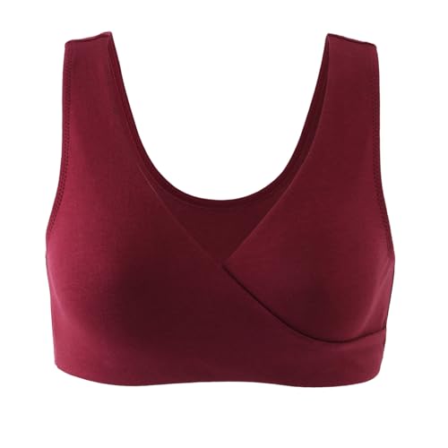 Women's Cotton Wireless Sleep Bra for Nursing and Maternity - color: Black+grey+red, size: Medium