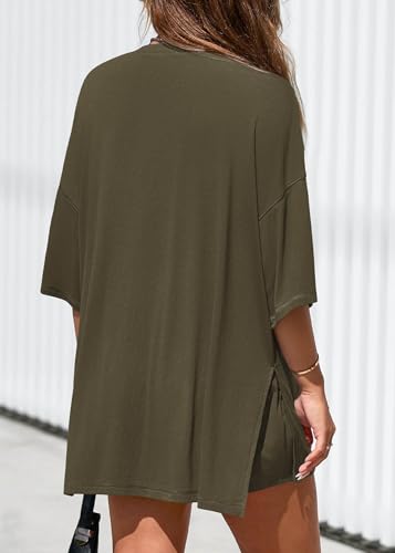 KIRUNDO 2 Piece Sets for Women Summer Lounge Sets Casual - color: Army Green, size: Large