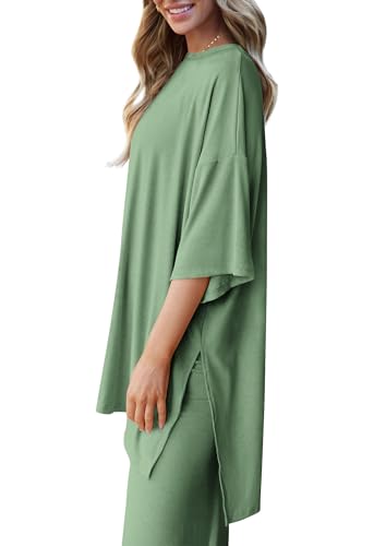 PRETTYGARDEN Two Piece Sets for Women Lounge Matching Set - color: Bean Green, size: Medium