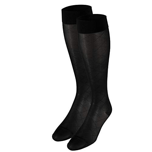Truform Sheer Compression Stockings, 15-20 mmHg, Women's Knee High Length, Diamond Pattern, Black, Small - color: Black, size: Small (1 Pair), style: Diamond Pattern