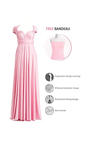 72styles Maxi Infinity Dress for Bridesmaids, Convertible Multi-Way Wrap - color: Blush Pink, size: One Size