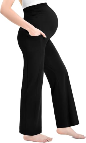 Ipletix Maternity Work Wide Leg Lounge Pants - color: Armygreen, size: Large