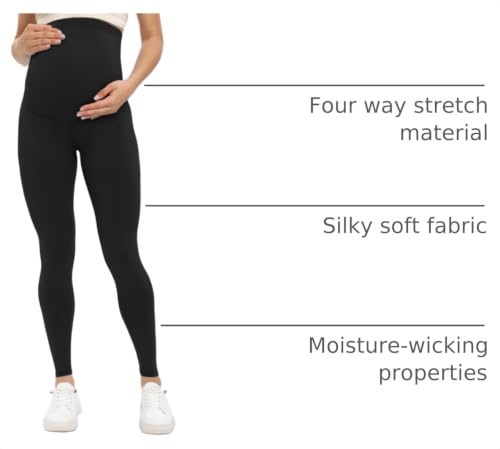 Buttergene 5 Pack Maternity Leggings with Elastic Band - color: 1-5pack Black*3/Navy/Coffee, size: Medium