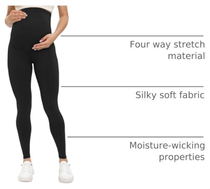 Buttergene 5 Pack Maternity Leggings with Elastic Band - color: 1-5pack Black*3/Navy/Coffee, size: Medium