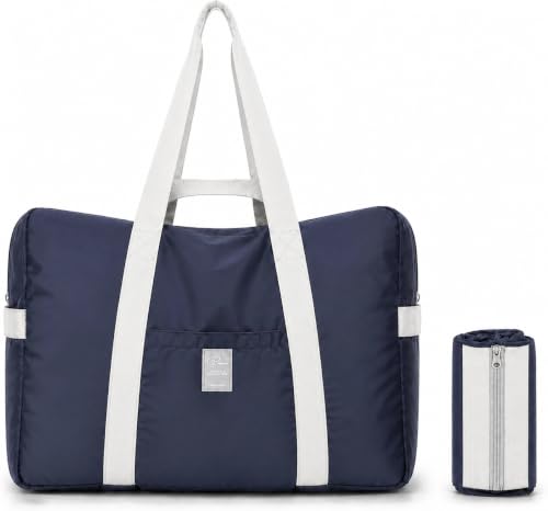 P.travel Foldable Travel Bag, Water-Resistant Lightweight Carry on Duffel Bag 26L, Underseat Personal Item Bag, Packable Weekender Tote, Shoulder & Handheld Travel Bag for Women Men - color: Navy Blue