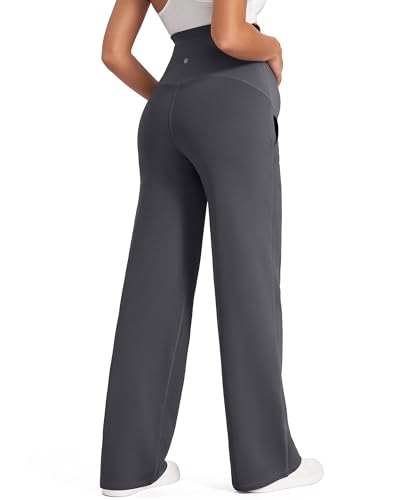G4Free Fleece Lined Maternity Yoga Pants Winter Pregnancy Work Trousers - color: Dark Gray, size: Small