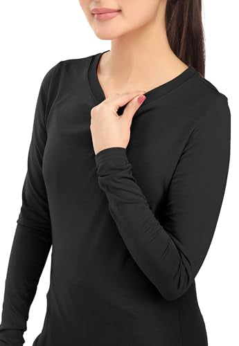 Soft Stretch Cotton Blend Women's Underscrub Shirt Slim Fit Comfort Tee - color: Black/Black/Black, size: XX-Large