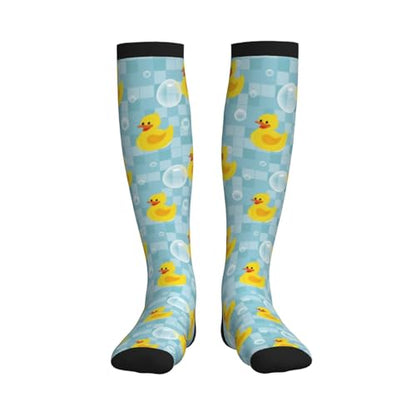 Crazy Fun Compression Socks, Unisex Knee High Support Socks - color: Yellow Duck