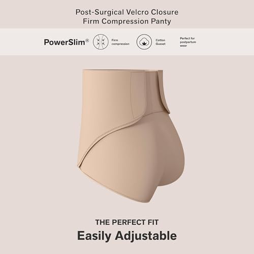 Leonisa BellyFlex Total High-Waist Post-Surgical Compression Underwear, Adjustable Belly Wrap, Tummy Control Shapewear Girdle - color: Beige, size: X-Large