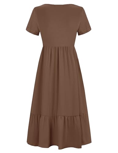 CzzzyL Women Nursing Dress Maternity Maxi Tiered Cocktail with Pockets - color: Coffce-t, size: Medium