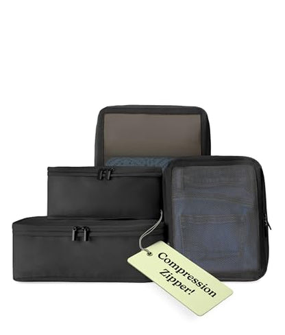 Vandel Space-Saving Compression Packing Cubes for Women 4-Pack Compressible - color: 7. Black, size: 4 Pack (Compression)