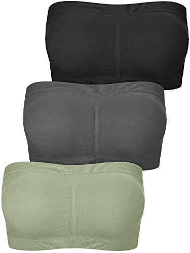 Boao Bandeau Bra Padded Strapless Bra for Women - color: Black, Green, Gray, size: Small