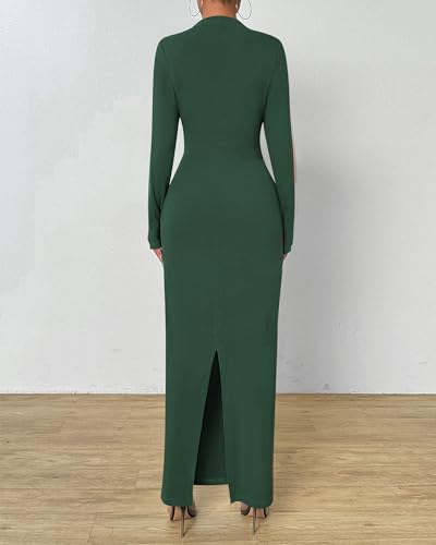 BTFBM Maxi Long Sleeve Dresses for Women Wedding Guest - color: Army Green, size: Large