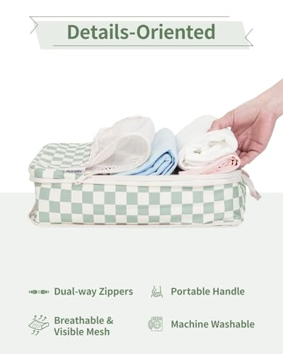 Narwey Compression Packing Cubes for Travel, Cute Luggage Organizer Bags - color: ZA-Mix Checkerboard