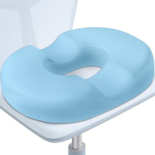 BlissTrends Donut Pillow Seat Cushion, Memory Foam Lifting Cushions - color: Light Blue, size: Large