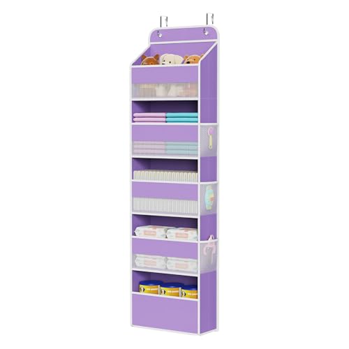 Univivi Over Door Hanging Organizer for Baby Nursery, Purple, 5-Shelf - color: Purple, size: 5 LAYER