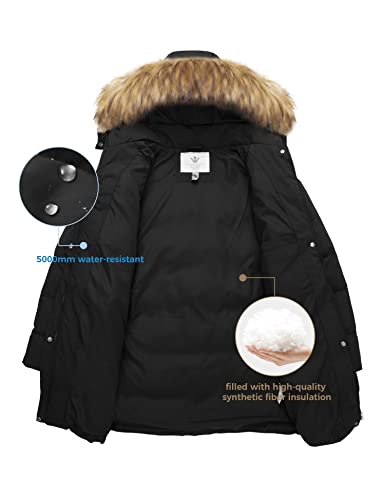 WenVen Women's Winter Thickened Long Puffer Coat Warm Parka Jacket - color: Black, size: XX-Large